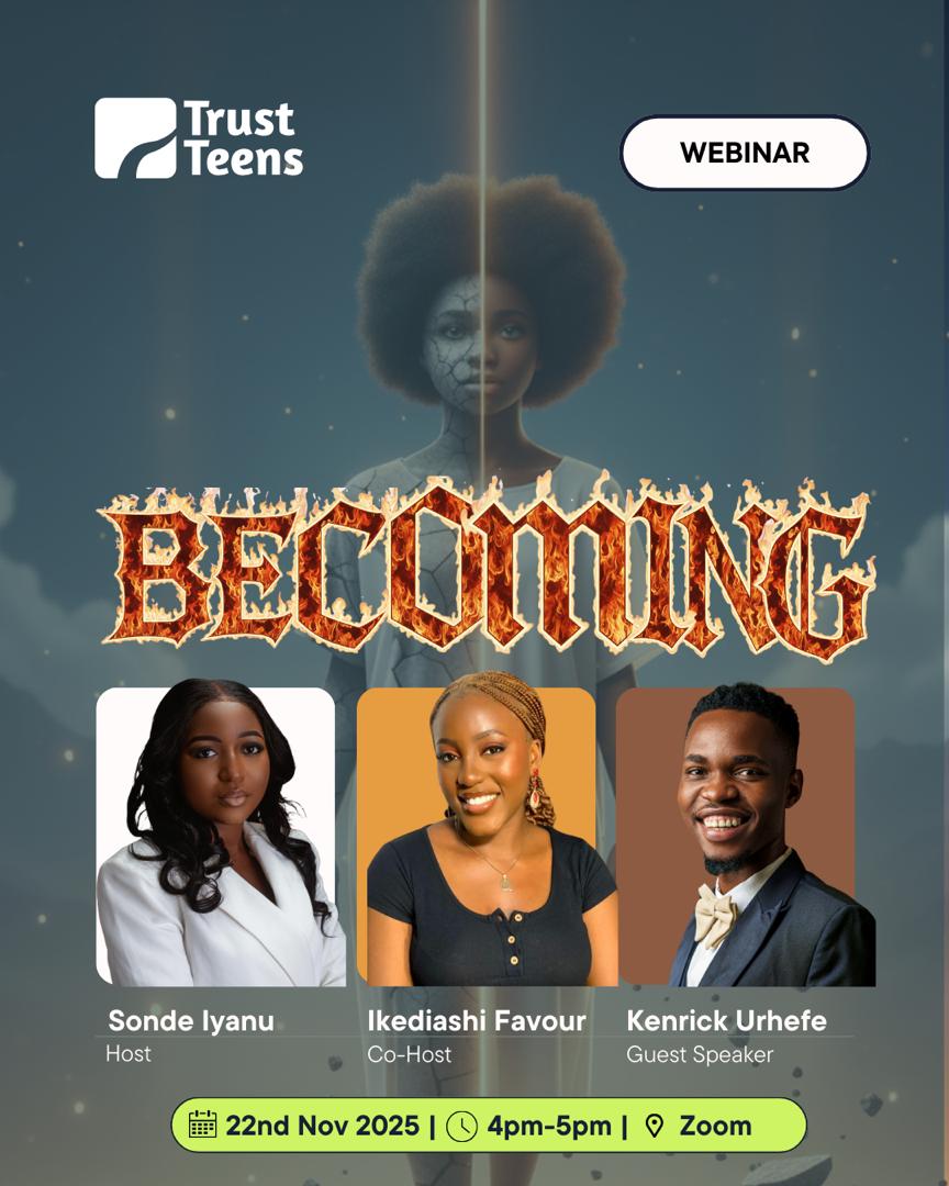 Every teen gets to that point where life starts shifting, and you’re trying to figure out who you’re becoming.
That’s why this month, we’re learning from Kenrick Urhefe, a leader who understands growth, purpose, and transition.
📅 22nd Nov, 2025
⏰ 4–5pm
#trustteens #becoming