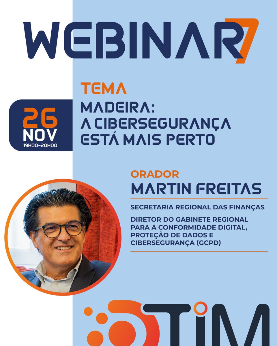 Mais um Webinar a não perder. ✅
Inscrições gratuitas em dtim.pt 
#dtim_madeira