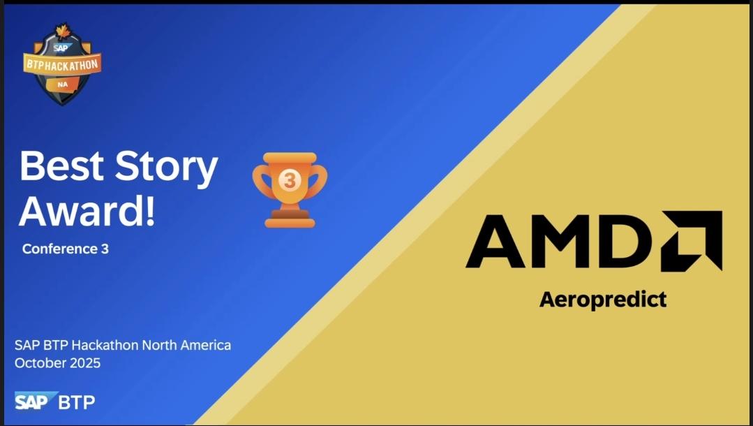 CraveInfotech's tweet image. Proud to win the Best Story Award at the AMD SAP BTP &amp;amp; BDC Hackathon!

We built an AI-driven prototype to improve travel spend forecasting and reduce manual effort — amazing collaboration all around.

#SAPBTP #Hackathon #AI #Innovation #AMD #SAP