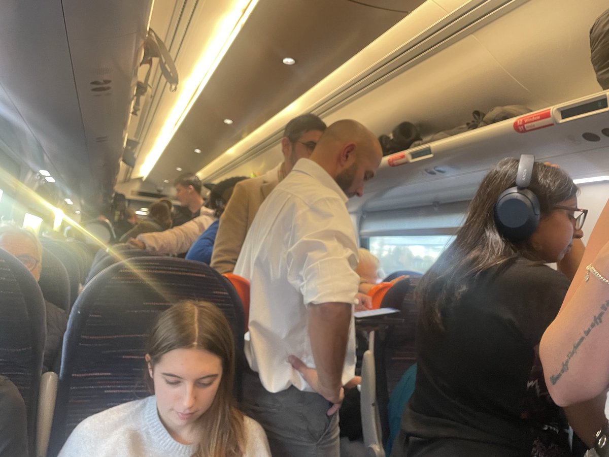 classic announcement from
<a href="/CrossCountryUK/">CrossCountry Trains</a> asking people in this carriage to utilise all space available.   Irony is not dead