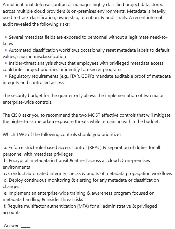 Adam_ITProTV's tweet photo. Welcome to the #cissp 'Q of the D' !!!!
Question 1650 / Day 1650 - DOMAIN - Asset Security: (correct answer to be provided tomorrow… YES, on #smartsaturday) Show how smart you are & post your answers #cisspsuccess #isc2 #themoreyouknow https://t.co/LRW0ZnvzxP
