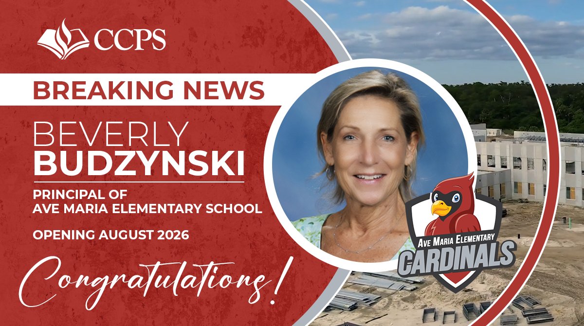 AveMariaElem's tweet photo. BREAKING NEWS! We are excited to announce that Bev Budzynski has been chosen as the inaugural principal of Ave Maria Elementary! A proud resident of the Ave Maria community, Ms. Budzynski is excited to open the doors &amp; lead the school's very first chapter. https://t.co/4IiiEYSZtv https://t.co/Fz9RXppqzl