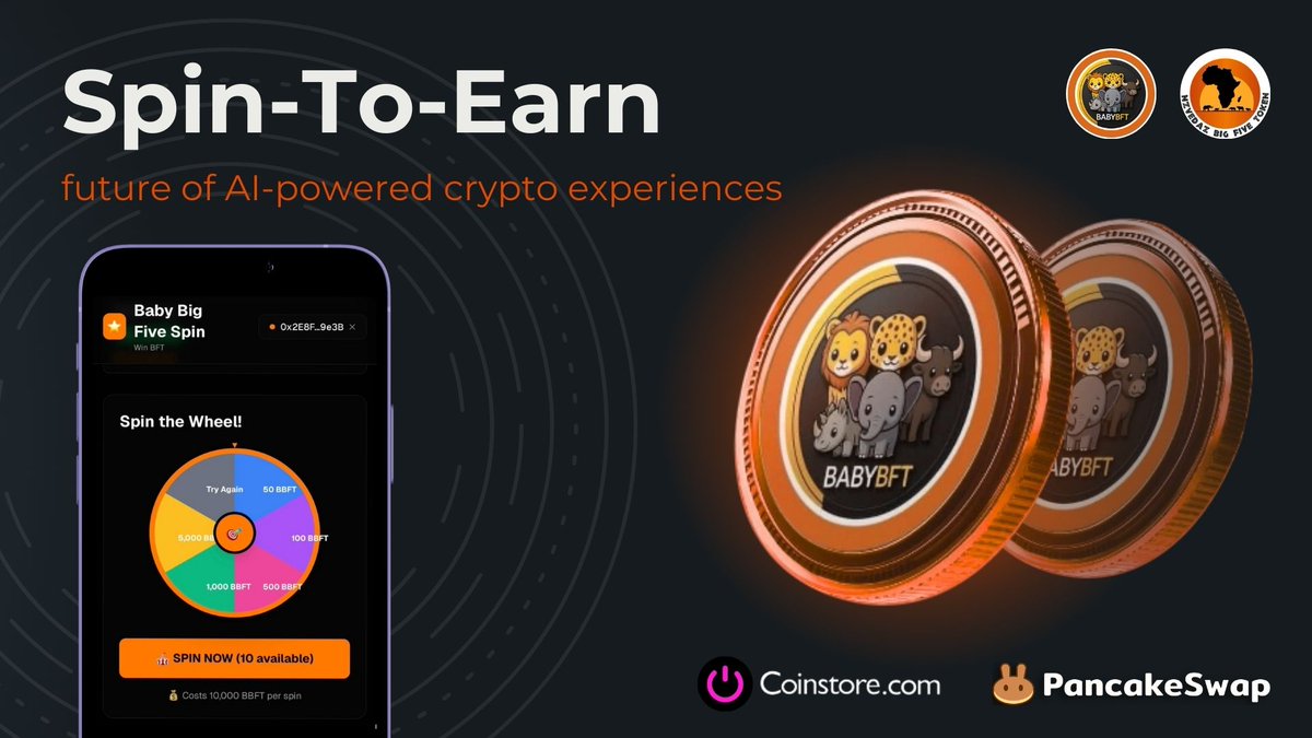 bigfivehodler's tweet photo. $BBFT Gaming is launching tonight!
Get ready to #SpinToEarn.🔥
#AfricanWeb3 #BFT #BBFT #GameFi🌍 https://t.co/XALgamo4Oz