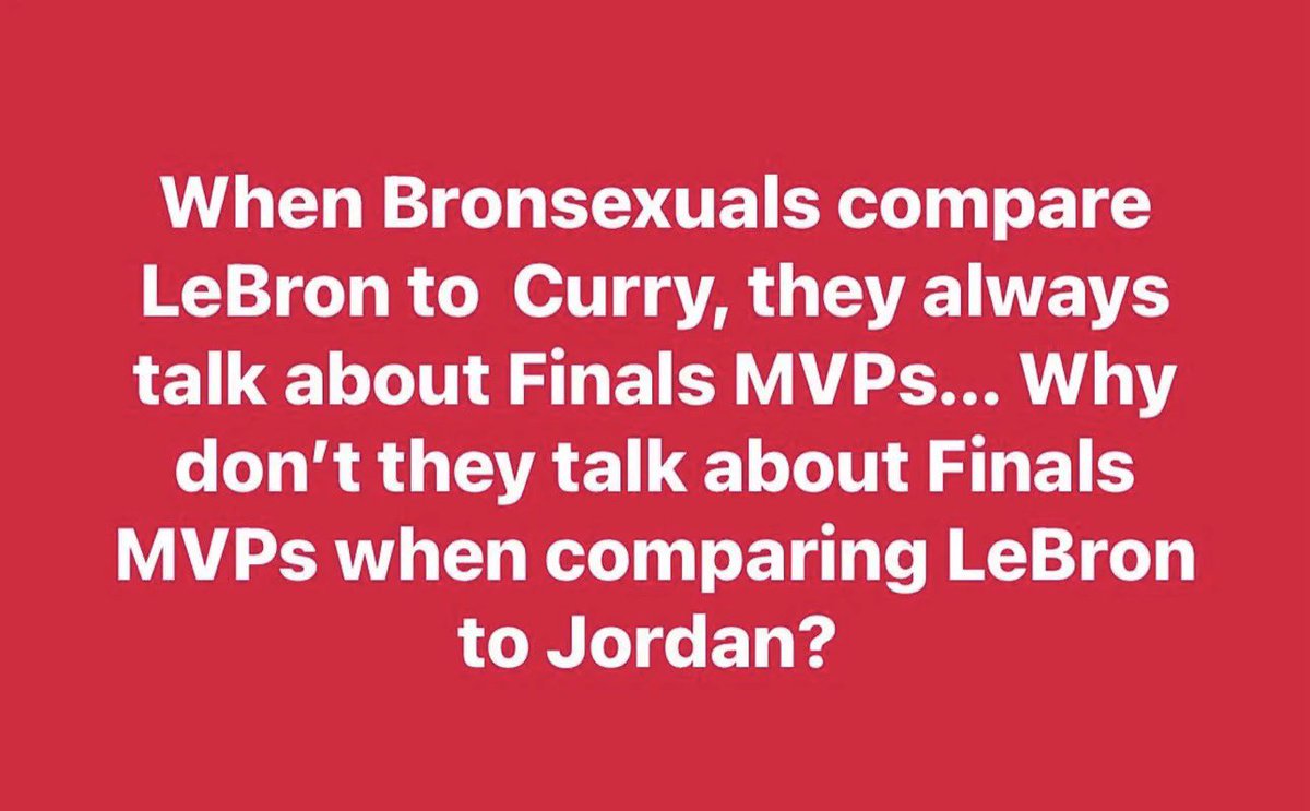 When the sexuals go at Curry fans, FMVP is an argument-ender 

When the sexuals go at MJ fans, FMVP is an argument-switcher