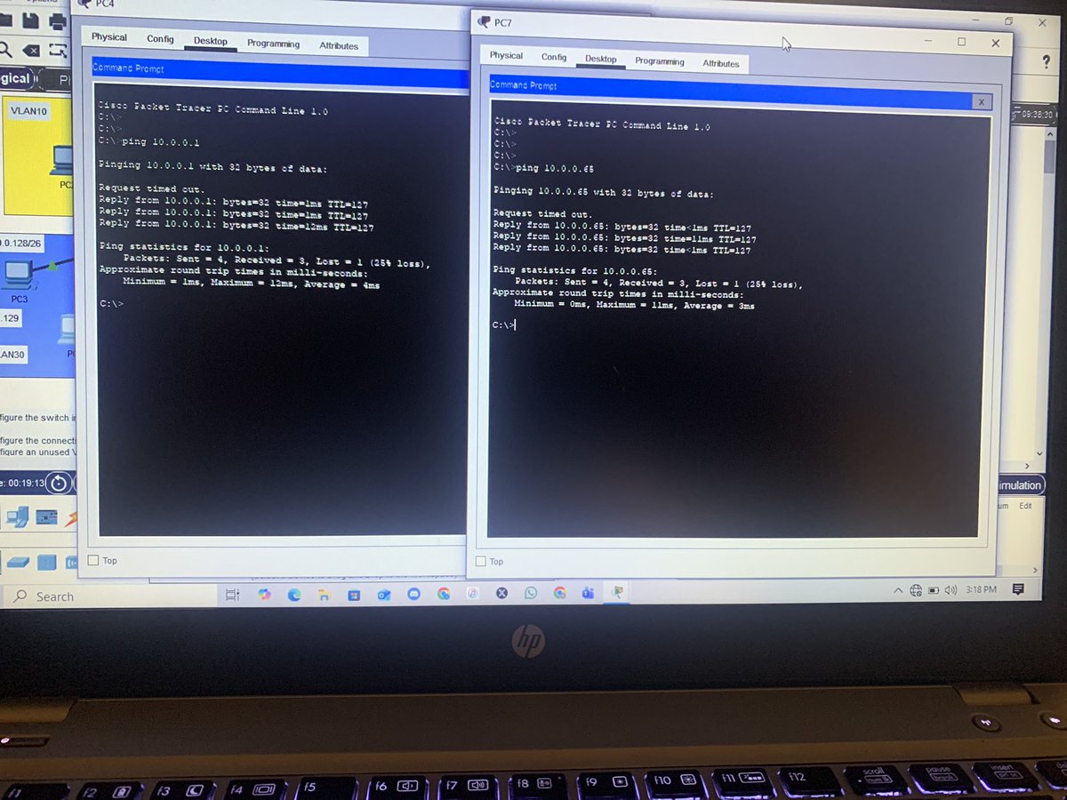 Romz_inc's tweet image. Day 19 of my CCNA journey.
Learnt VLAN trunks, native VLANs, 802 dot 1Q tags, and router on a stick.
Configured trunks and subinterfaces in Packet Tracer today.
Concepts are becoming clearer and more practical.

#CCNA #Networking #Cisco
