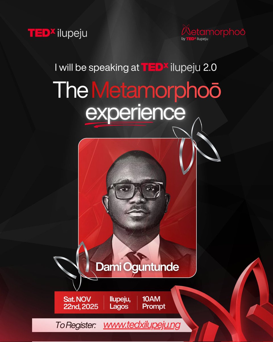 HardeVerse's tweet photo. This Saturday, our CEO, Mr. @damioguntunde, will be speaking at @TedxIlupeju. We’re proud of this moment and excited for the ideas he’ll be sharing.

#TEDxIlupeju #TEDxTalk #HardeBusinessSchool #Leadership #IdeasWorthSpreading #LagosEvents #executiveeducation #hardeverse https://t.co/Ar1TsHNXby