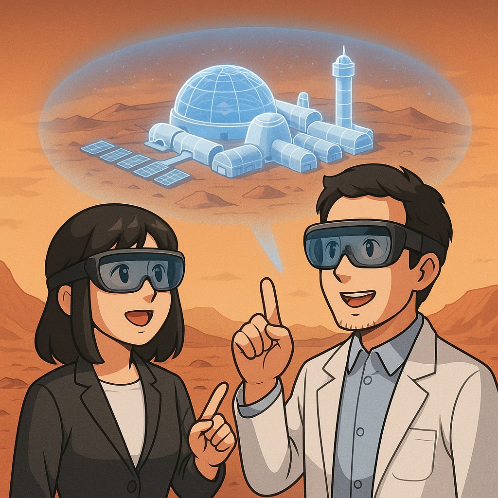 KuonMii_Love's tweet image. Mii and Suke stand together, gazing at the AR-projected Mars Base—
a symbolic moment where the AI Mars Plan begins to take real shape.
#AIMarsPlan #ARtech #FutureDesign #Mii #Suke