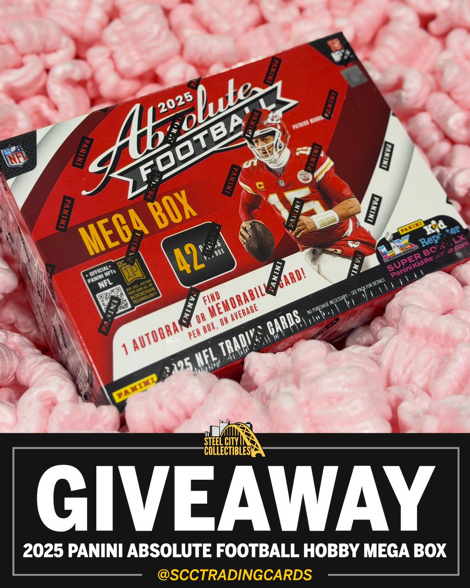 SCCTradingCards's tweet image. 🚨 GIVEAWAY 🚨

We&apos;re giving away a 2025 Panini Absolute Football Hobby Mega Box!

Click here to enter to win 👉 scc.shopping/4rcEhWn

No purchase necessary. Contest ends November 23, 2025, 11:59 PM EST.

#WhoDoYouCollect #TheHobby