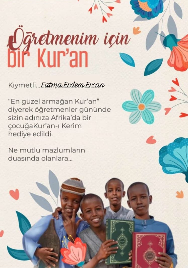 ✏️📚Öğretmenler Günü yaklaşıyor!
Sen de öğretmenine anlamlı bir hediye vermek istersen onun adına projelerimize destek olarak, bizlerden gelen teşekkür kartını öğretmenine iletebilirsin.

Hediye Kartını almak için açıklamaya proje adını yaz, bağışını yap.