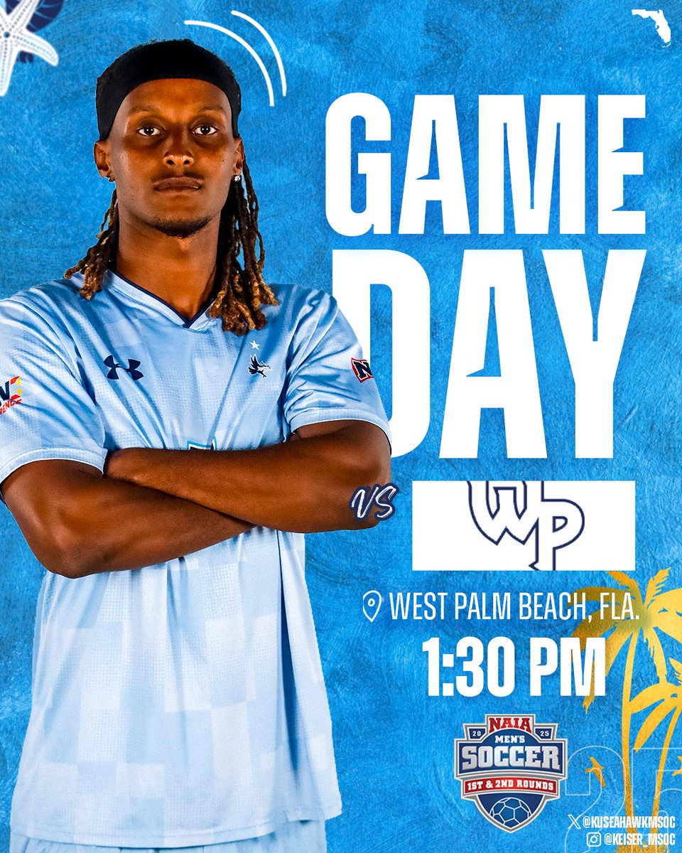 KUSeahawkMSOC's tweet image. 𝑶𝑷𝑬𝑵𝑰𝑵𝑮 𝑹𝑶𝑼𝑵𝑫 𝑺𝑬𝑻

No. 3 Keiser will face Warner Pacific in the NAIA Opening Round right here at home!!

🆚 Warner Pacific
⏰ 1:30 PM
🏟️ Arrigo-Vecellio Field
📍 West Palm Beach, Fla.
📊 bit.ly/4pbJcF6
📺 bit.ly/4i8bfDb