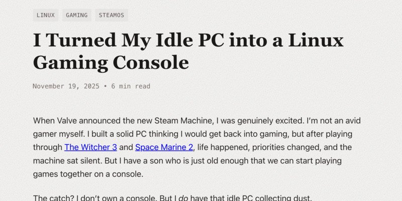 Anton_Kuzmen's tweet image. I turned my PC into a Linux gaming console. It feels surreal that gaming on Linux is smooth and simple. ~7 years ago nothing worked. Gaming on Linux was a joke. I bow to Valve. 

I wrote about it in my blog 👇🧵
