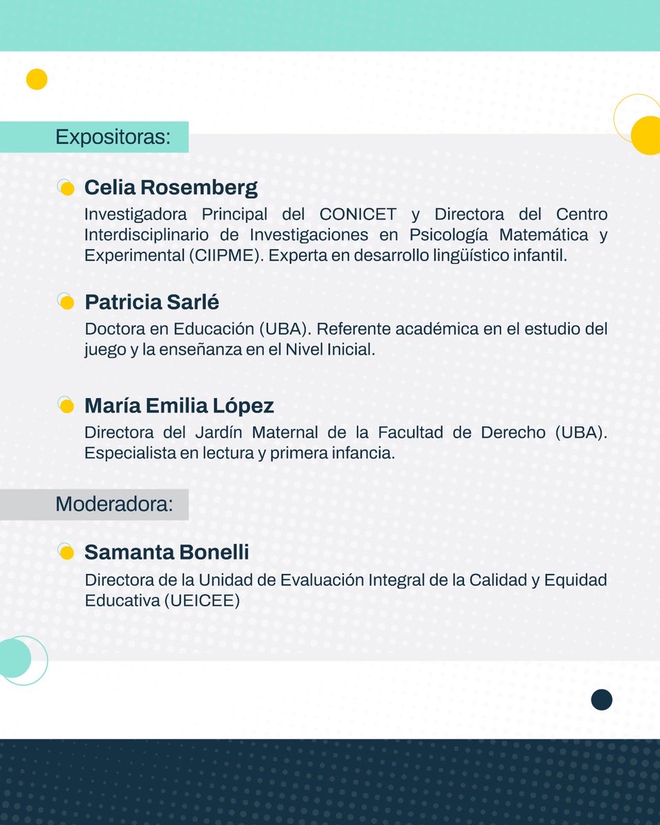 [MAÑANA] 📢 Conversatorio del ciclo #EducaciónEnPerspectiva: El desarrollo del habla en la infancia. Perspectivas y debates en la era digital.

🗓️Mié 26/11 – 17 h
🎥En vivo por YouTube:
youtube.com/live/N_zPN_EwE…