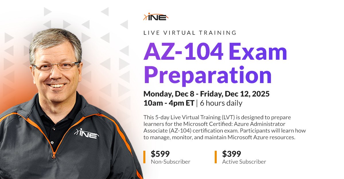SecurityTube's tweet photo. ☁️ Get ready for the Azure Administrator (AZ-104) exam with our 5-day intensive course!
Build skills in identity, networking, compute, storage, monitoring, and automation. 30 hours of expert training to level up your cloud career. https://t.co/NBh681XE2e
#Azure #AZ104 https://t.co/MLZYs4BlLx