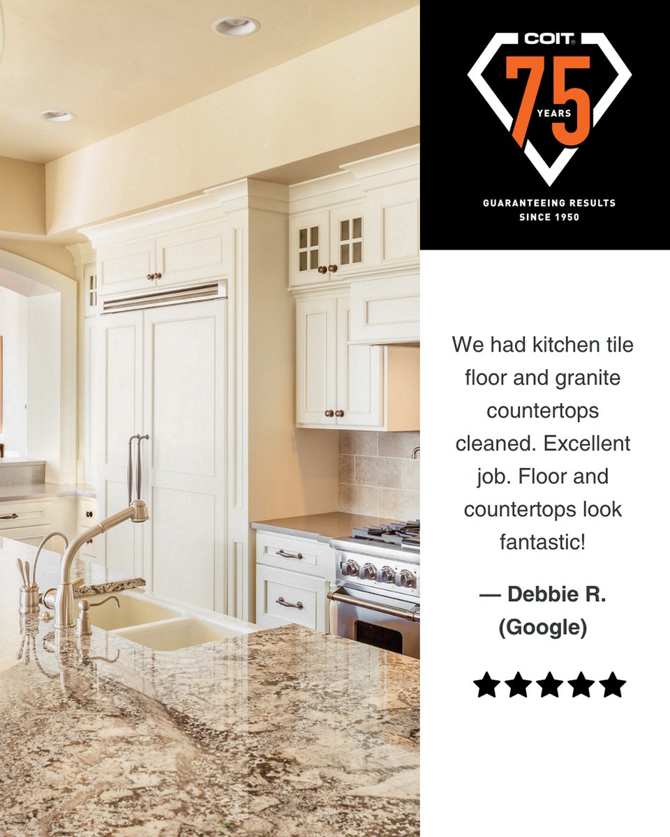Why not tackle floors and countertops in one go?! Thank you for the glowing review, Debbie! #COITFanFriday