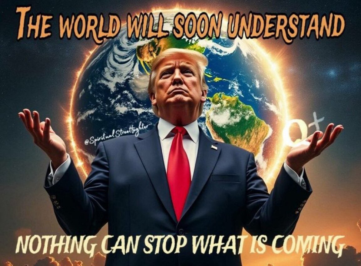 pascalnajadii1's tweet image. President Donald Trump sparked intrigue on TruthSocial today by re-truthing a series of cryptic posts, including &quot;The world will soon understand&quot; and &quot;Nothing can stop what is coming,&quot; accompanied by a Q+ symbol on his left hand.