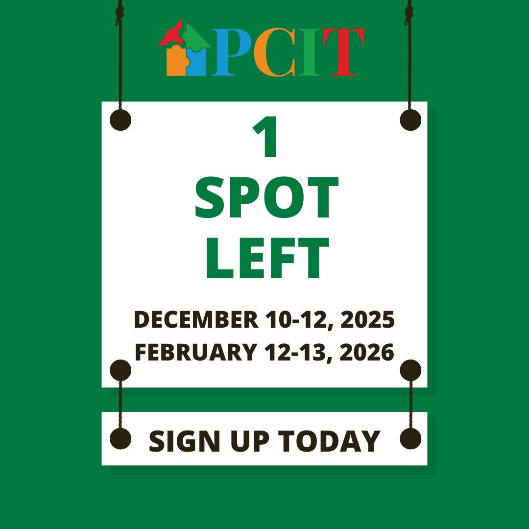 PCIT_Inc's tweet image. Only one spot left in our last PCIT Training in 2025! Snag it today &amp;amp; join us for training next month! parentchildinteractiontherapy.com/event-details/…