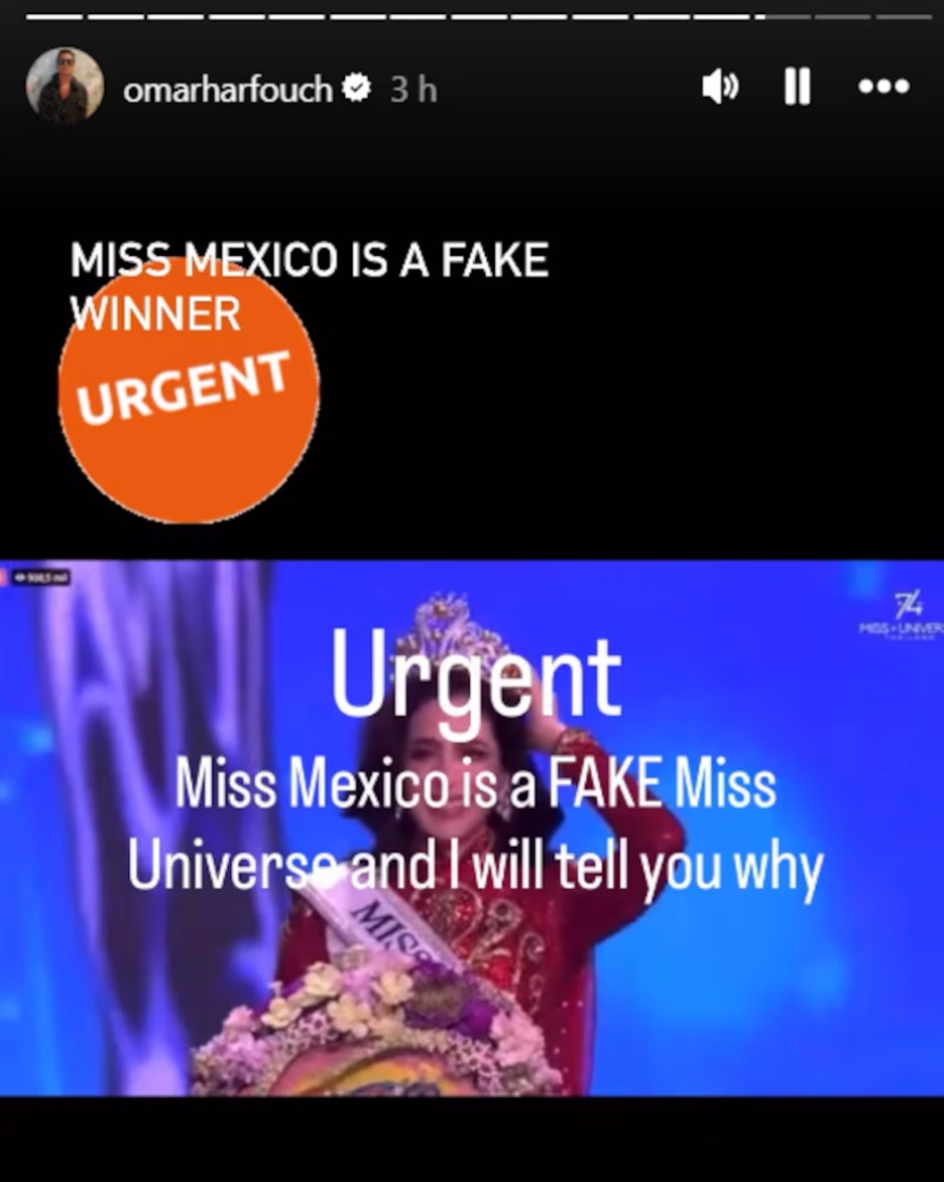 NuestroDiario's tweet photo. 💥👑 EXJURADO DE MISS UNIVERSO: "BOSCH ES UNA FALSA GANADORA" 🌍🔥

Omar Harfouch, jurado que renunció días antes de la final, llamó “falsa ganadora” a Fátima Bosch y aseguró que la mexicana fue elegida por un “comité improvisado” con supuestos conflictos de interés. El músico afirma que incluso predijo su triunfo en una entrevista previa y promete revelar pruebas en un documental. 

📍La coronación de Bosch reaviva dudas, críticas y viejos señalamientos sobre la transparencia del certamen.

#NuestroDiario, noticias como son. 📰
📸: RRSS | #FarándulaND #EstrellaND