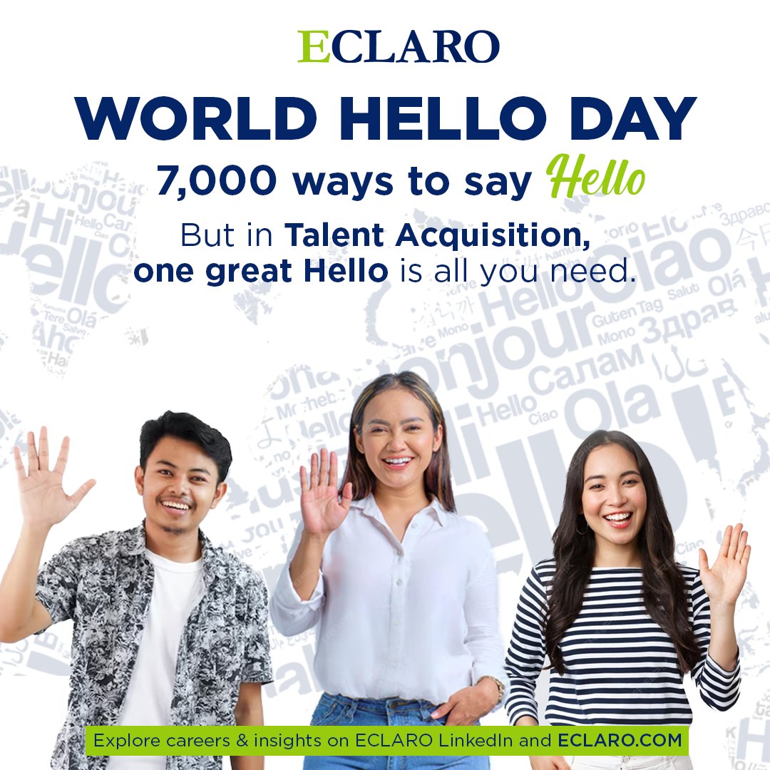 EclaroPh's tweet image. HELLO! 👋

Great opportunities often start with a single word.

Celebrate World Hello Day by opening the door to new connections! ✨

#ECLARO #WorldHelloDay #ConnectionMatters #StartWithHello #Hello