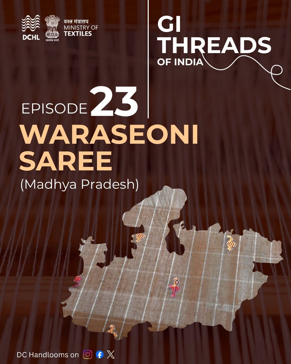 dchandlooms01's tweet image. From the banks of the Wainganga, where looms have inhaled centuries, each shuttle moves like a heartbeat carrying stories too old for ink.
#DChandlooms #MinistryofTextiles #vocalforlocal #swadeshi #waraseoni #madhyapradesh #sarees #gitag #handlooms #textiles #sareedraping #weave