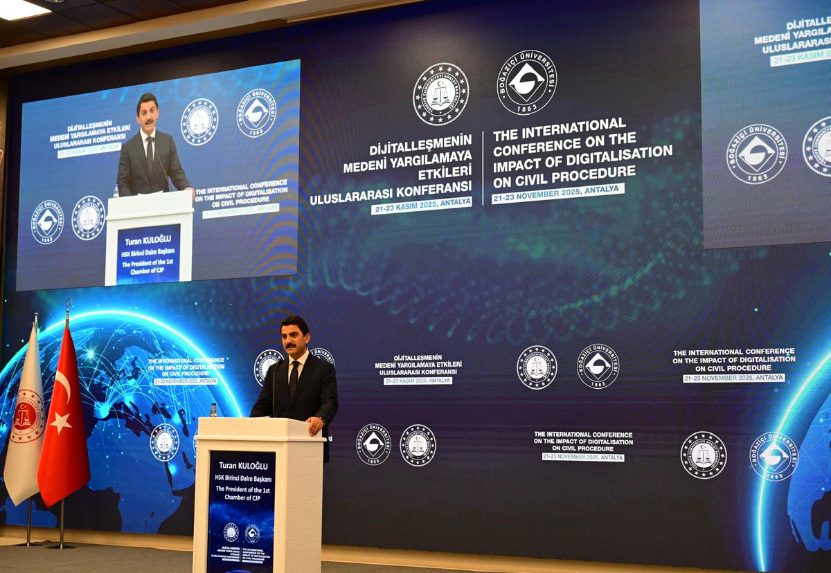 Dijitalleşmenin Medeni Yargılamalara Etkisi konulu Uluslararası Sempozyumu, Antalya’da Adalet Bakanlığımızın ev sahipliğinde başladı.

🔵 Adaletin nihai hedefi, hakkın hak edene zamanında teslim edilmesidir.
Bu hedef insanlık tarihi boyunca değişmemiştir; ancak bu hedefe ulaşmak