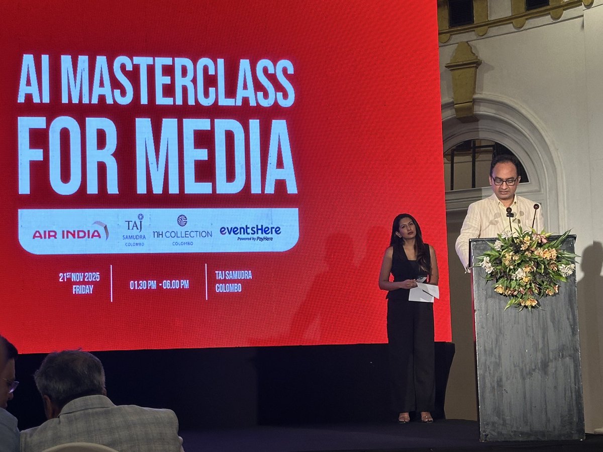BuduMalli's tweet photo. Grateful to the @IndiainSL &amp; @SLIMFA for an insightful AI Masterclass for Media. Great to learn how the @IndiaToday Group uses #AI to boost efficiency while keeping humans at the centre. Thoughtful, strategic, responsible AI adoption is the way forward. 🙏🇮🇳🇱🇰 https://t.co/VKx2yNVHFo