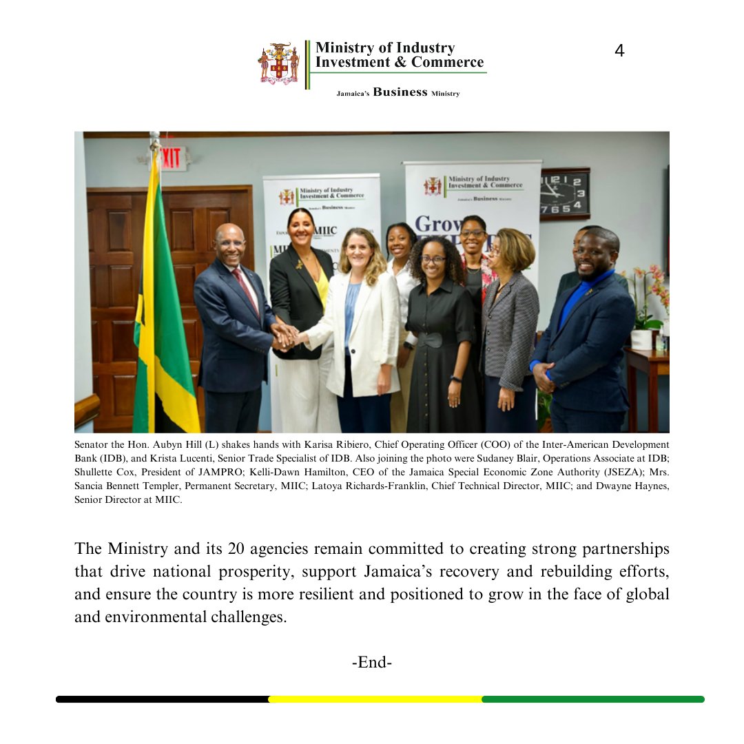 industryminja's tweet image. Jamaica is rebuilding! 

MIIC and the IDB are driving post-Hurricane Melissa recovery—supporting MSMEs, boosting trade &amp;amp; investment, and building economic resilience for a stronger, sustainable future. 

#StrongerJamaica #MSME #JamaicaBusinessMinistry #IndustryMinJa…