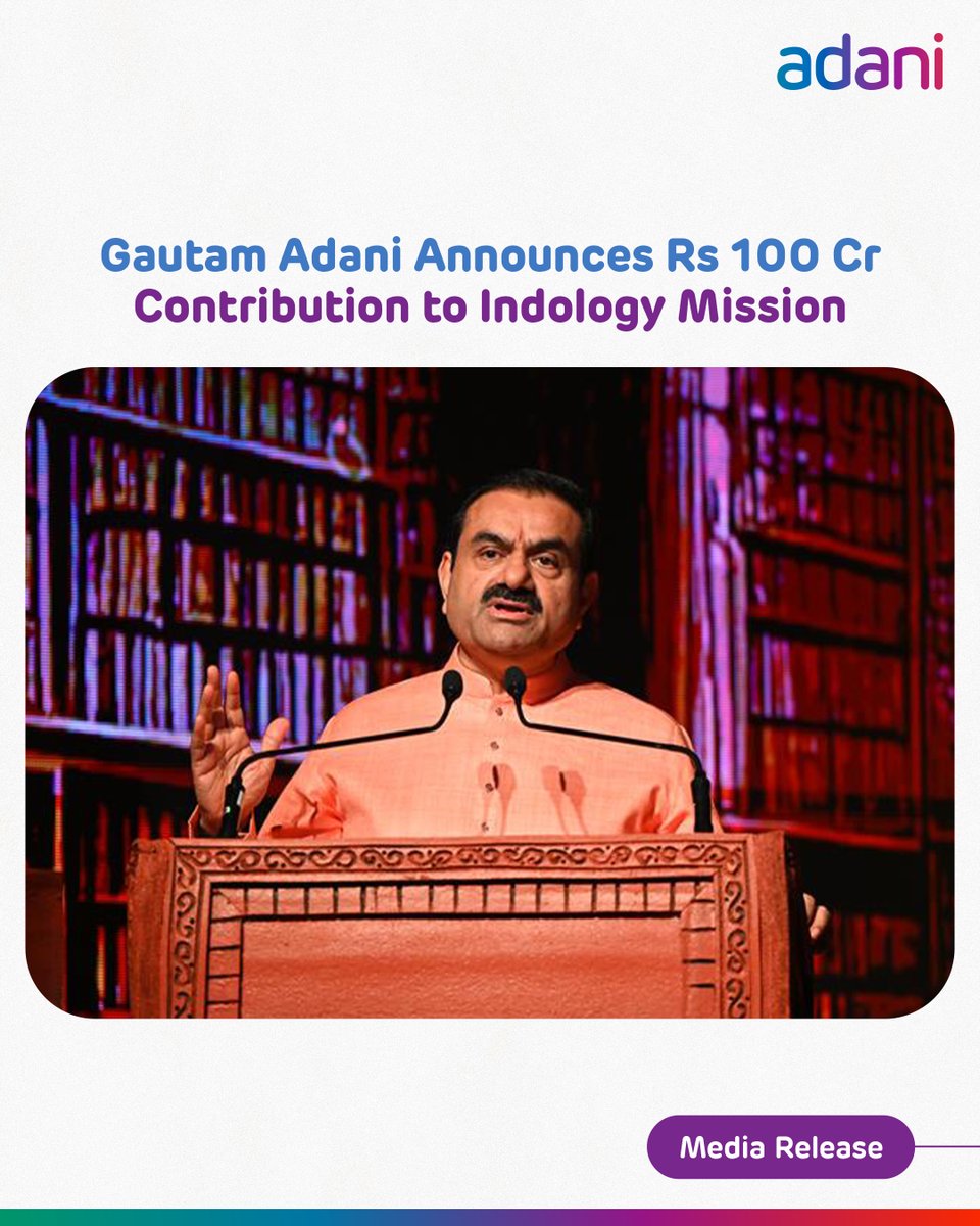 AdaniOnline's tweet image. The Adani Group, in collaboration with the Ministry of Education&apos;s Indian Knowledge Systems (IKS), hosted the inaugural Global Indology Conclave in Ahmedabad, where Chairman Gautam Adani announced a landmark Rs. 100 crore contribution towards building the Bharat Knowledge Graph.…