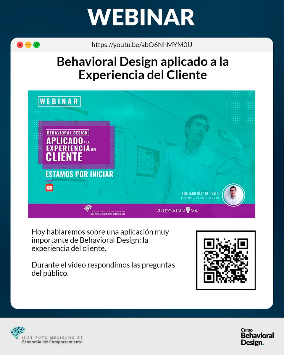 ecomportamiento's tweet image. 📢 Accede al webinar: &quot;Behavioral Design aplicado a la Experiencia del Cliente&quot;.

📌 Ideal si trabajas en CX, diseño de servicios o quieres descubrir cómo pequeñas intervenciones pueden generar grandes cambios en la percepción del usuario.

🔗 ow.ly/CvKb50W6HFk