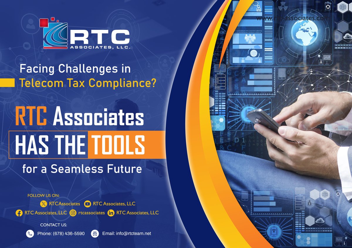 RTCAssociates's tweet image. RTC Has The Tools🔧📡

Facing challenges in telecom tax compliance? 📑 RTC provides expert solutions to simplify taxes, minimize risks, and ensure accuracy. Let us handle the complexities so you can focus on growing your business!

#TelecomTax
#TaxSolutions
#SeamlessCompliance