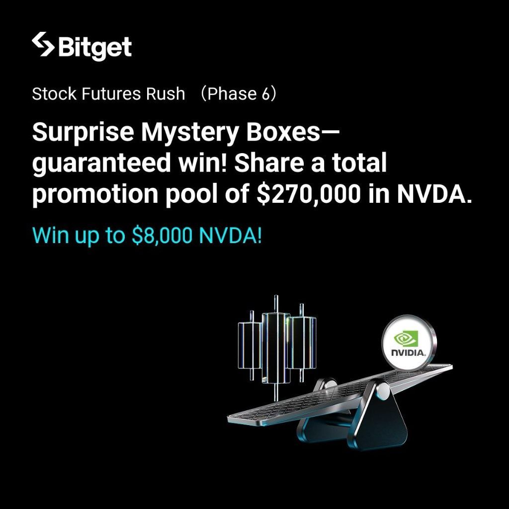 IT_Tech_PL's tweet image. Trade NVIDIA volatility and get guaranteed rewards.

@Bitget is bridging the gap between crypto and traditional finance with its Stock Futures. Phase 6 of the Sprint Competition is now live.

The offer for new traders is simple:
1. Generate just 100 USDT volume on Stock Futures.…