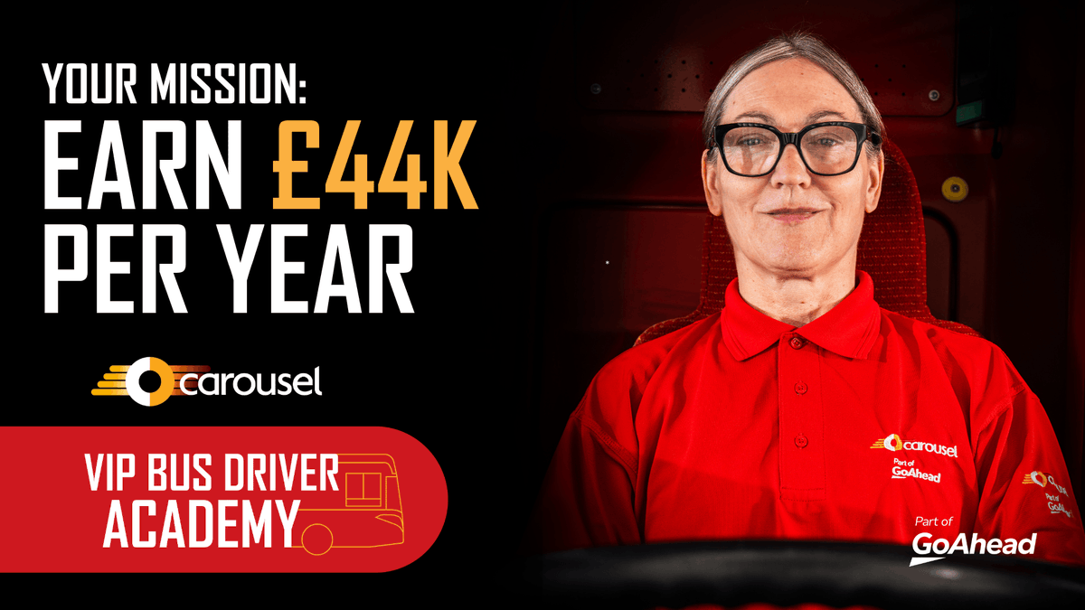 It’s time to accept your mission and apply now to join our VIP Bus Driver Academy! 🚌

Applicants should hold a clean UK driver’s licence and be armed with a friendly smile and great customer service.  

Stop waiting for a career. Start driving one. 👉 carouselbuses.co.uk/drive