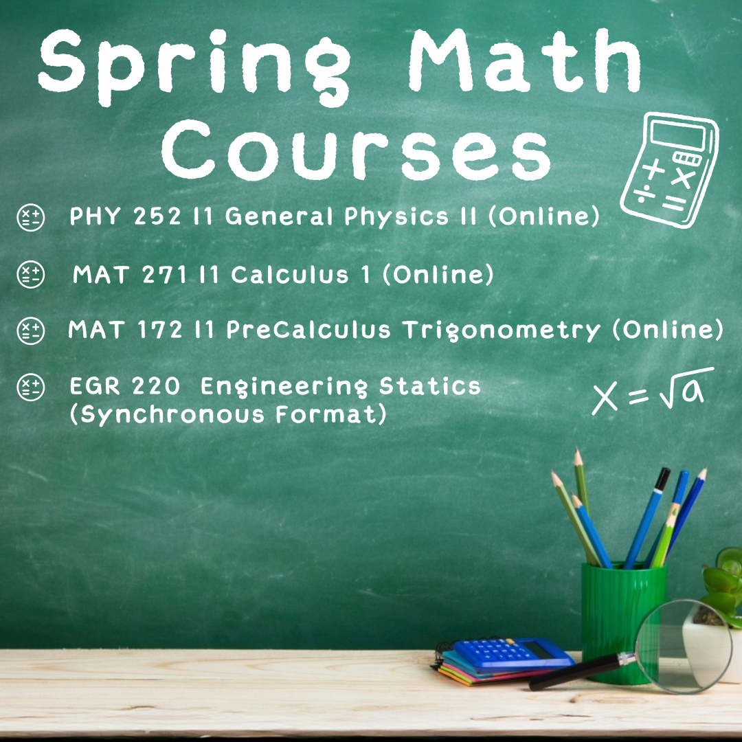 surrycc's tweet image. Looking to strengthen your math skills? 💡 SCC is offering a variety of math courses this spring designed to fit your goals.

Register today! Current students should speak to their faculty advisors.

🚨 The deadline to register for courses is Jan. 5, 2026.