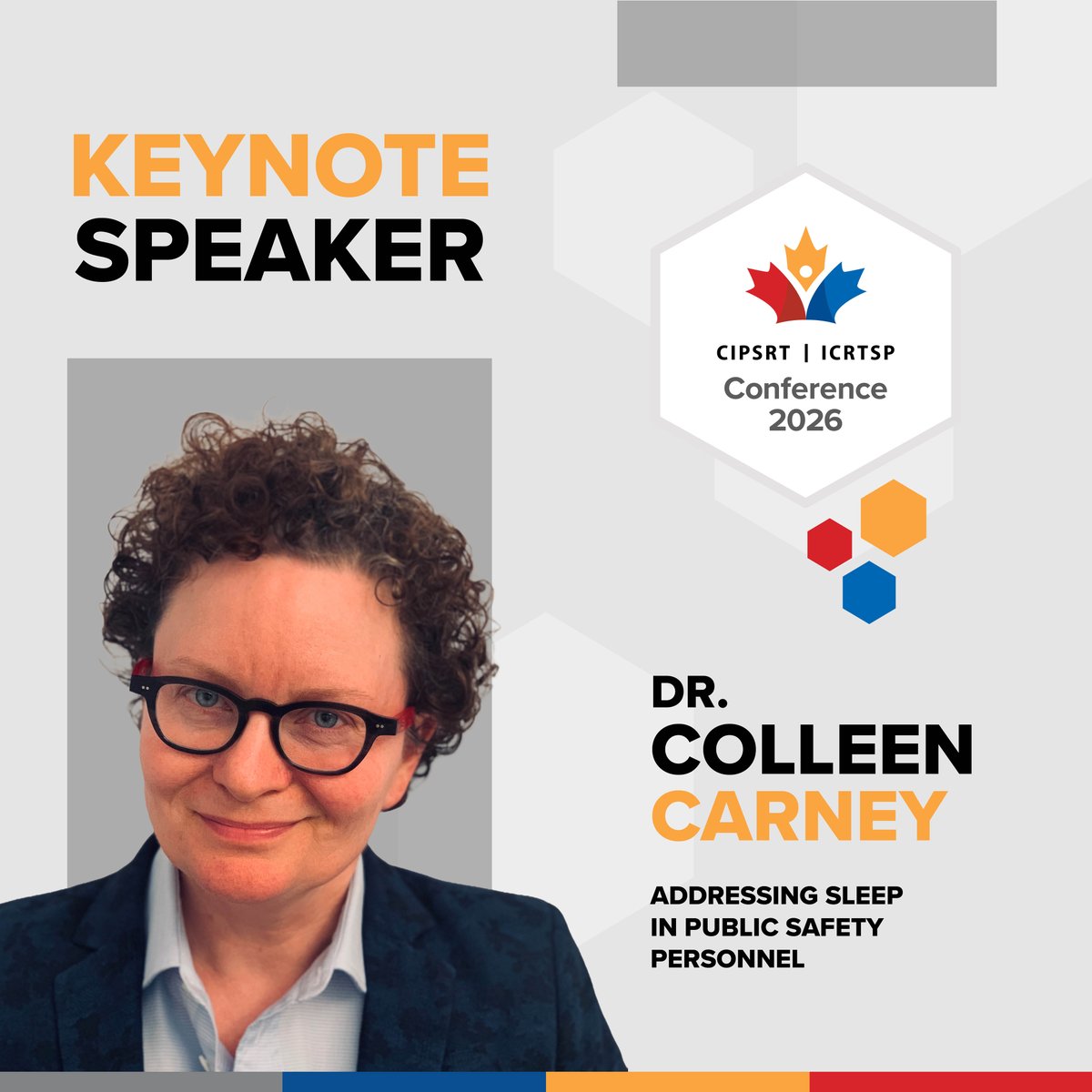 CIPSRT_ICRTSP's tweet image. We’re excited to announce that Dr. Colleen Carney will deliver a keynote at the 2026 CIPSRT Conference!  
 
Their session will share practical strategies to improve sleep and support trauma recovery. 
 
Join us in Calgary on May 5–6 for the #2026CIPSRTConference. Early Bird rates…