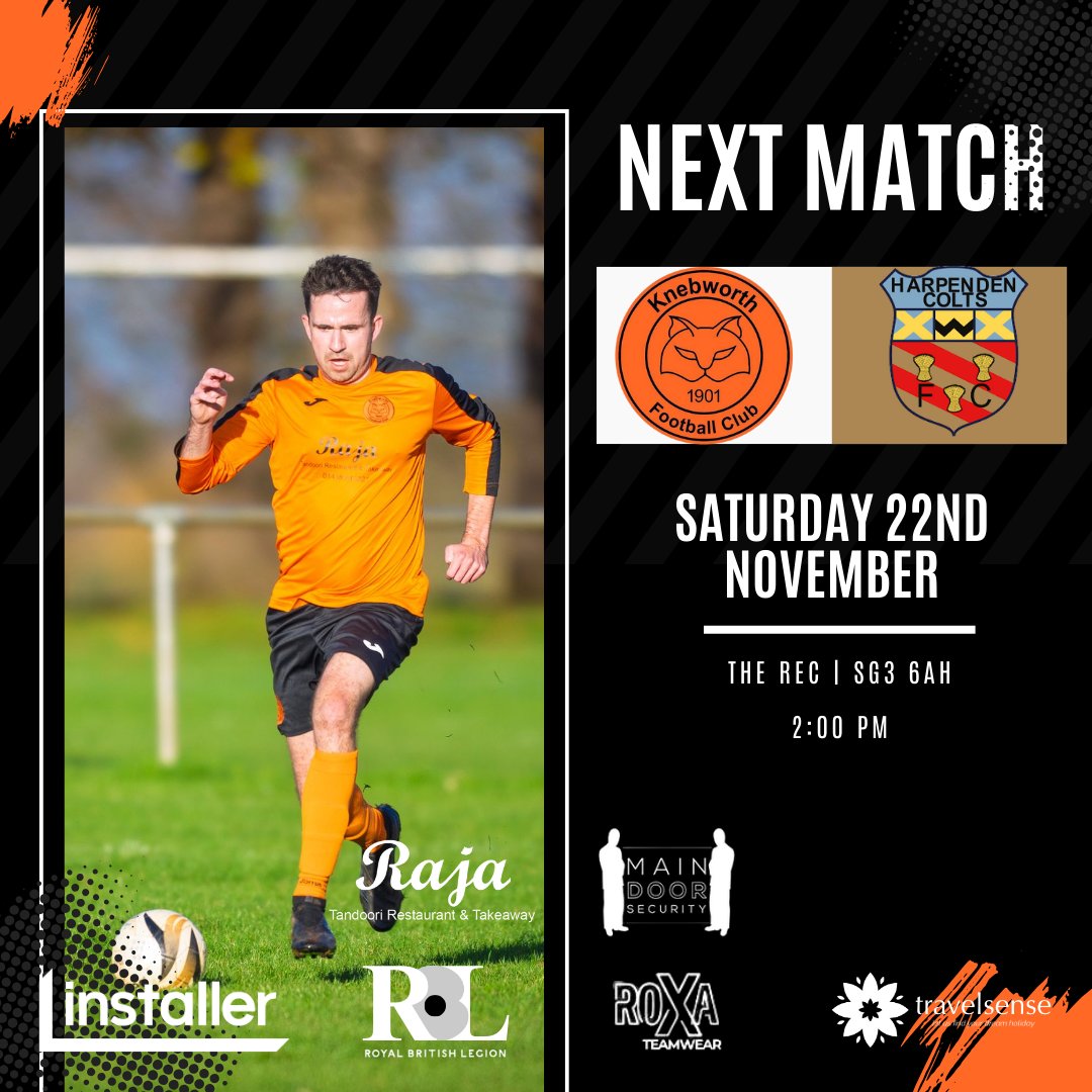 Back on home soil tomorrow as we aim to make it 5 wins on the bounce!

<a href="/HarpendenColts/">Harpenden Colts FC</a> make the trip after a couple of positive results in what is expected to be a good battle at The Rec.

#UpTheKneb

🧡🖤