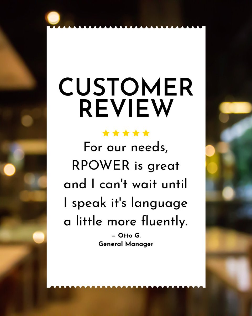 RPOWERPOS's tweet image. ⭐ Thank you, Otto! ⭐
We’re thrilled to hear that RPOWER has been such a great fit for your team. With time, you’ll be speaking the RPOWER “language” fluently—and we’ll be right alongside you to help maximize its full potential.
#CustomerReview #RPOWERPOS #POSsystem