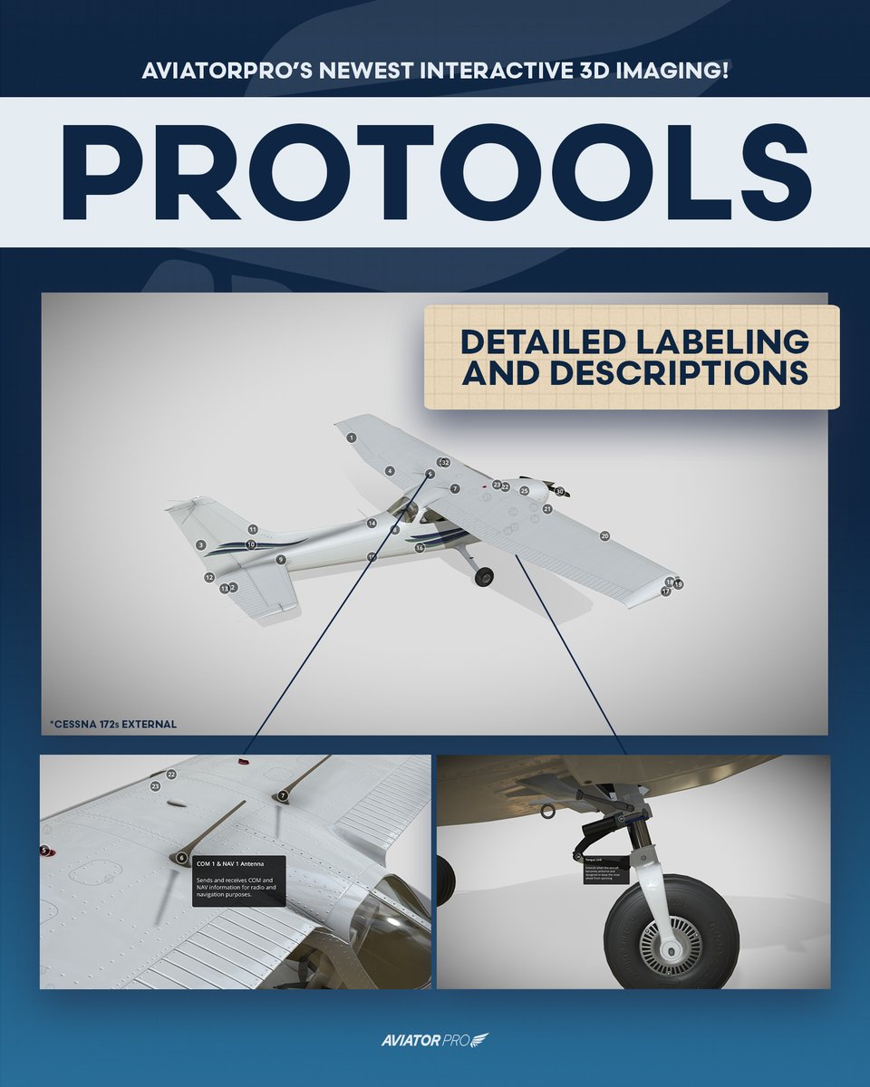 FlyAviatorPro's tweet image. ProTools: the newest feature in the AviatorPro toolbox 🛠️

With ProTools, you can examine concepts like never before! Detailed descriptions of each feature and broken-down scenes - all in an interactive, easy-to-use format! Try it today! #AviatorPro #ProTools