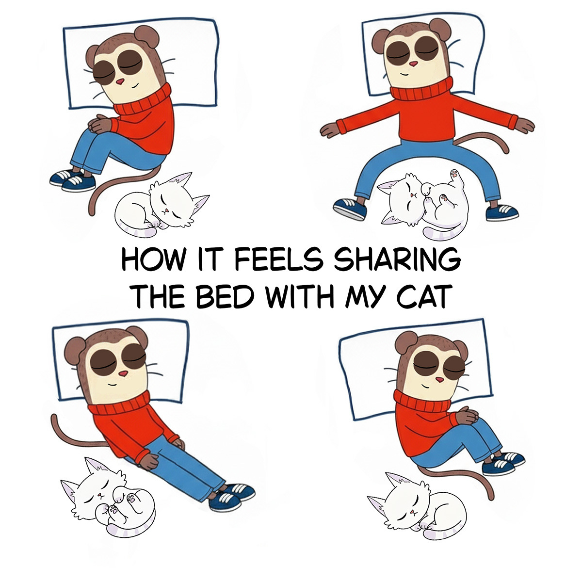 Max_DesignPro's tweet image. Sharing the bed = 10% me, 90% cat 😹🛏️
Send thist to your cat-lover friend!
#MaxDesignPro #CatMeme #Sleep #Funny
