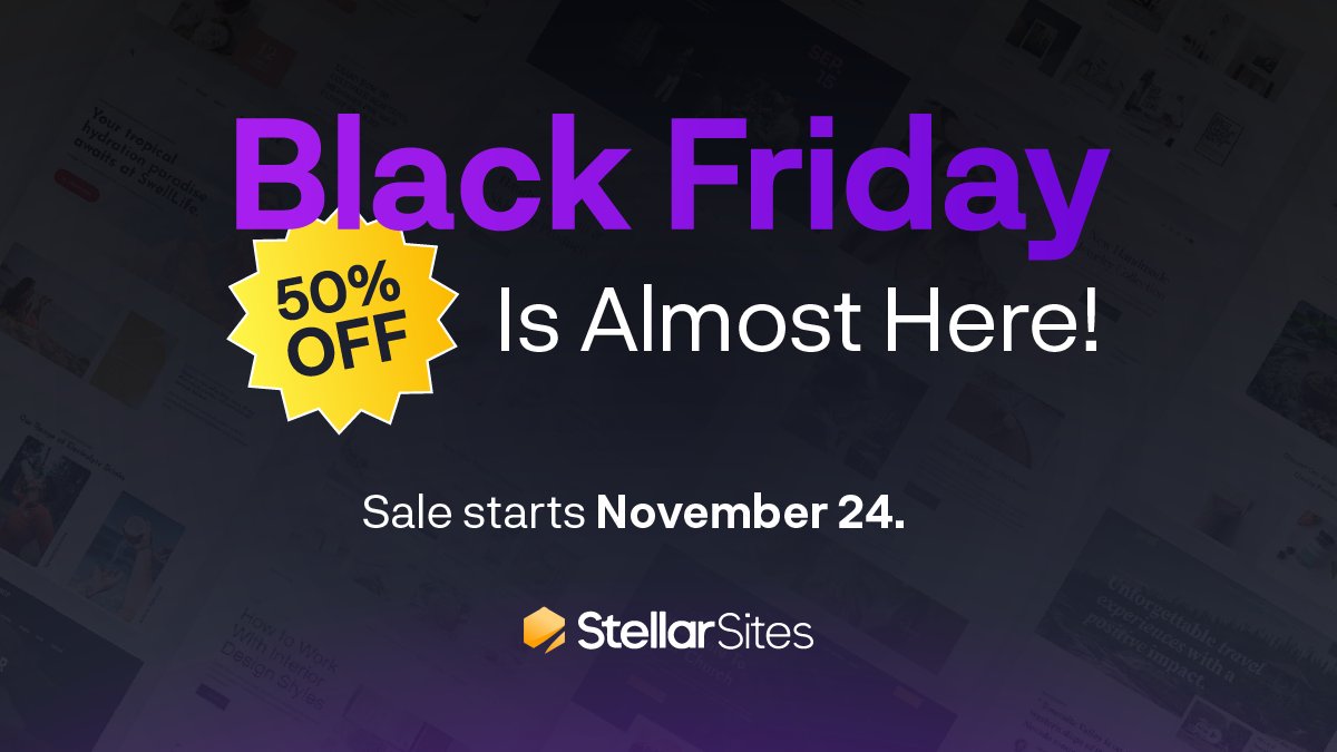 Coming soon ✨
50% off annual StellarSites plans starts Nov 24.
Fast hosting, pre-installed tools, and a dashboard that makes sense.
📅 Be ready → loom.ly/iXn3whw
#WordPress #BlackFriday