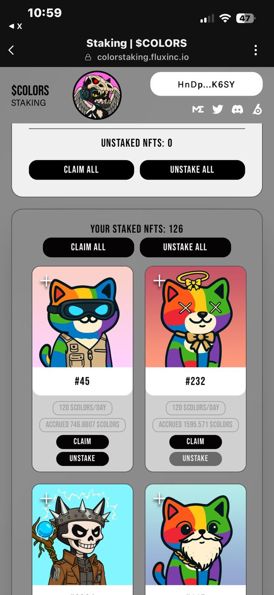Are you stacking and winning ? 🐈

Pull up for <a href="/birth2497/">𝔹𝕦𝕫𝕫 𝟜𝟚𝟘</a> the biggest COLORS NFT whale. 💙

With 126 NFTs stacked, he’s currently earning 15K tokens per day through the staking system. 📈

When the utility meet real value 💎