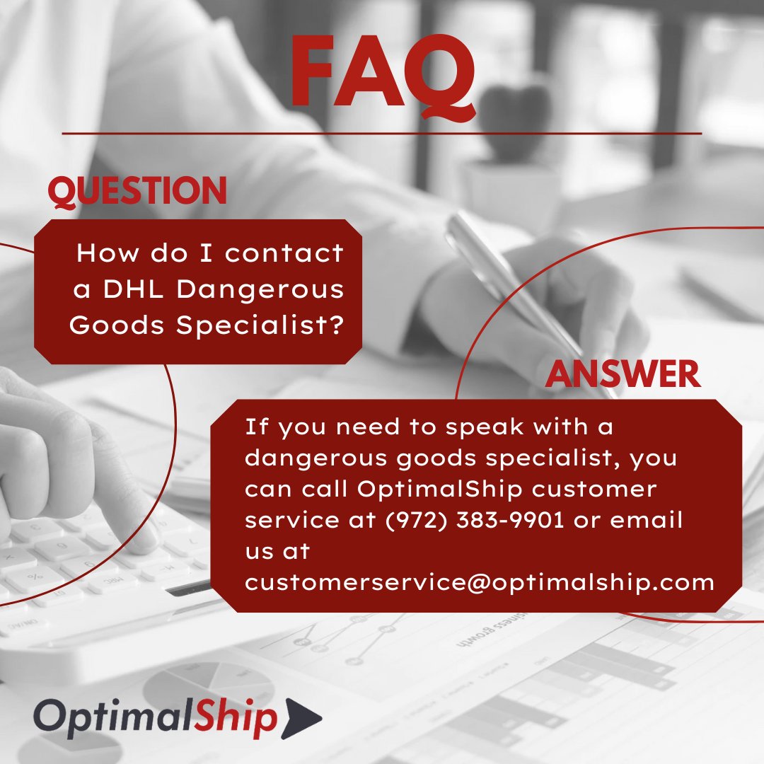 OptimalShip's tweet image. Need some help setting up a dangerous good shipment. You can always call DHL. OptimalShip is also more than willing to help and give you the best shipping rates while we&apos;re at it. #dhl #faqfriday #optimalship