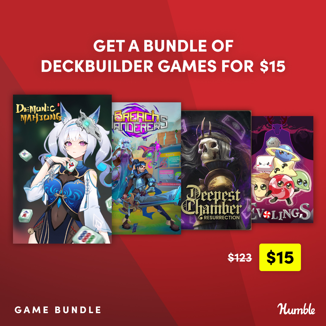 🃏 Deepest Chamber is part of <a href="/humble/">Humble Bundle</a>'s Deckbuilder: Cards of Chaos bundle!

No better time than now to dive into the dark desperate halls &amp; build the deck that keeps you alive 👀 

&amp; check out the other deckbuilders we're bundled with!

💀👉humblebundle.com/games/devious-…