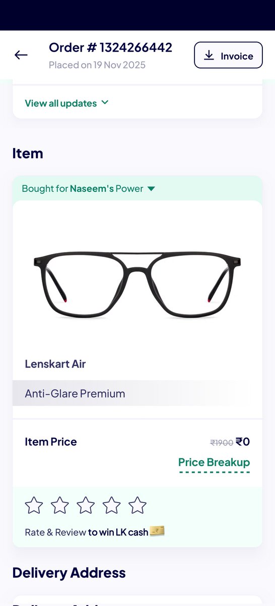 Naseemak92's tweet photo. @Lenskart_comHey @Lenskart_com! I just got my order, but there's a power issue with it. 😩 I'd love to return or exchange it, but I can't find those options anywhere. Can you help? 🙏 Customer Service https://t.co/f3yyOITHZX