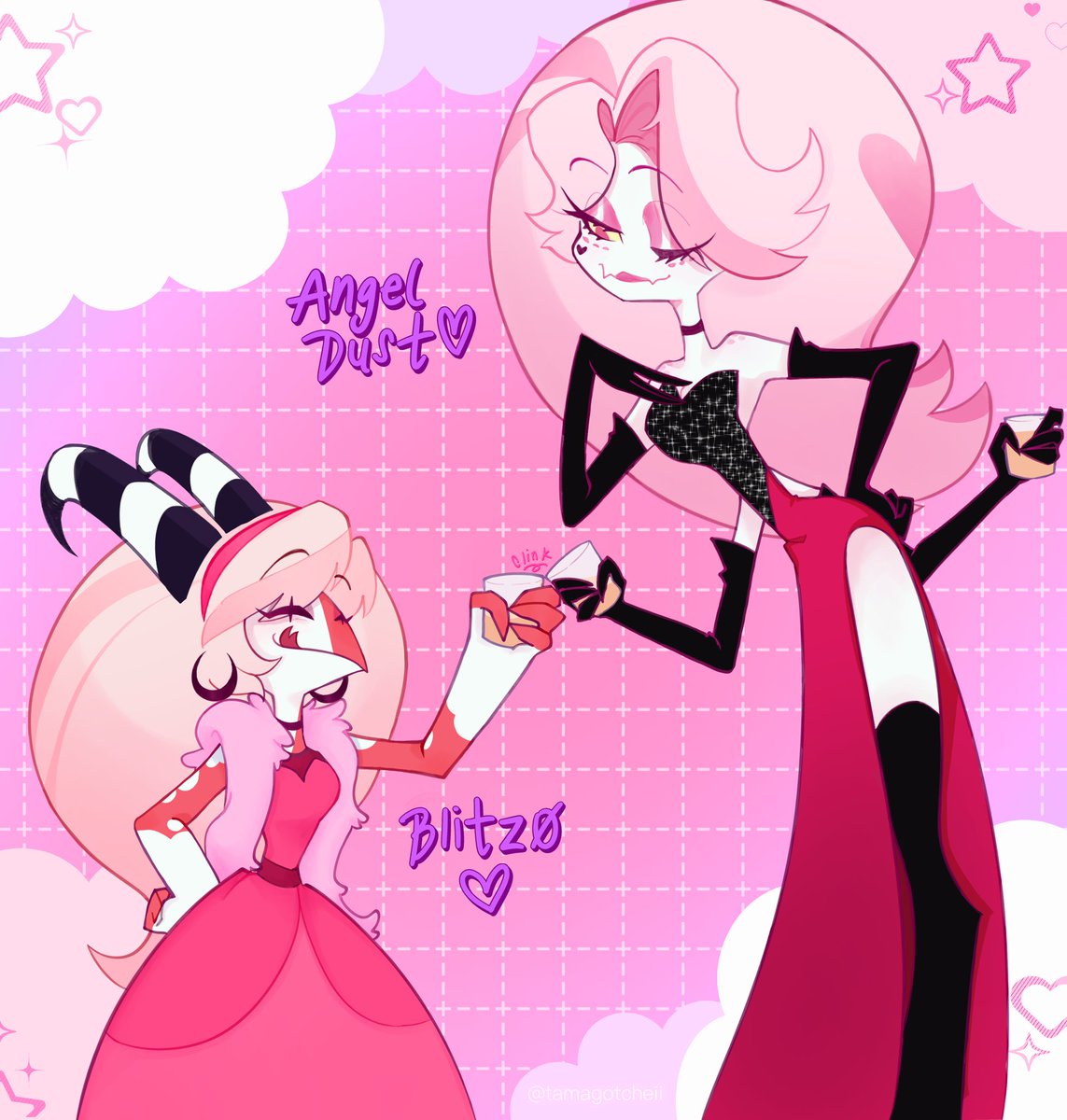 Hellaverse drag queens 💃 
#angeldust #blitzø