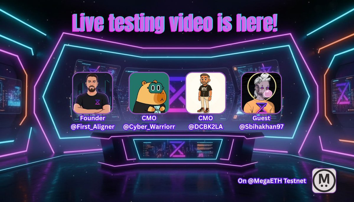 First_Aligner's tweet image. Join us this Saturday for a live video.  

This Saturday (November 22, 3 pm EST), we&apos;ll be live video broadcasting an overview of our Dapp on MegaETH Testnet with our new UI/UX.    

Bidding, Top-up, Claim TVS, Claim tokens, Claim refunds, Transferring TVSs &amp;amp; more.      

Join…