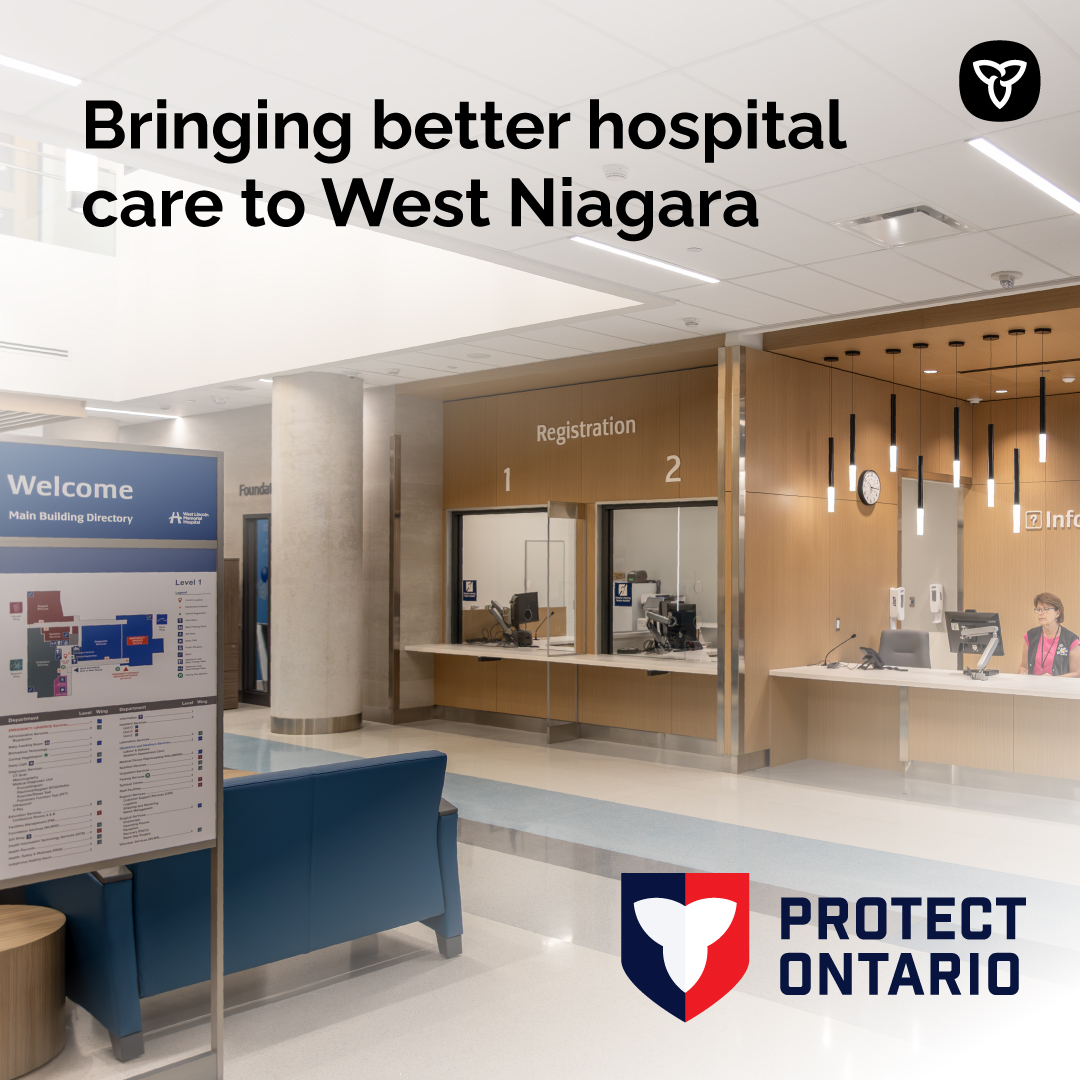ONThealth's tweet image. Exciting news for #WestNiagara 🎉

Hamilton Health Sciences’ new West Lincoln Memorial Hospital is now open, connecting people to 24/7 emergency care, surgical services, diagnostic imaging and more, close to home.

news.ontario.ca/en/release/100…

#Niagara #HospitalCare