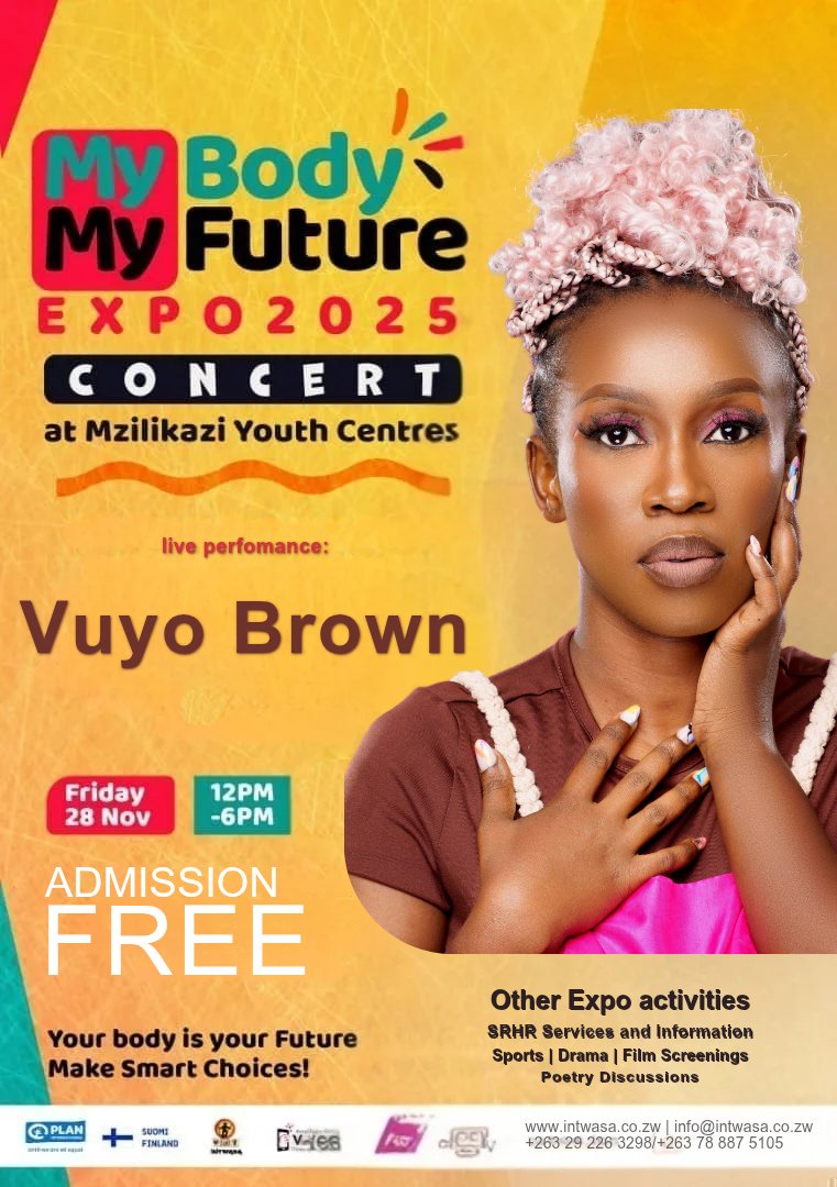Hie my babies! 
So
My Body My Future concert
28 November 2025
eMzilikazi Youth Centre
From 12 noon
Guess what...😱
FREE ENTRY!!

Share this with babies in your life.

Your precious body is a beautiful temple. Guard it. Keep it clean.
#yourbodyisatemple