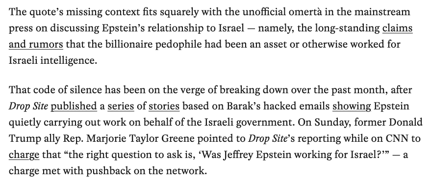MazMHussain's tweet image. Netanyahu is now sharing articles containing Drop Site&apos;s reporting on Epstein&apos;s ties to Israeli intelligence since in his view it implicates his political rivals. Despite that the actual establishment media in the U.S. continues to studiously ignore the entire thing. Amazing.