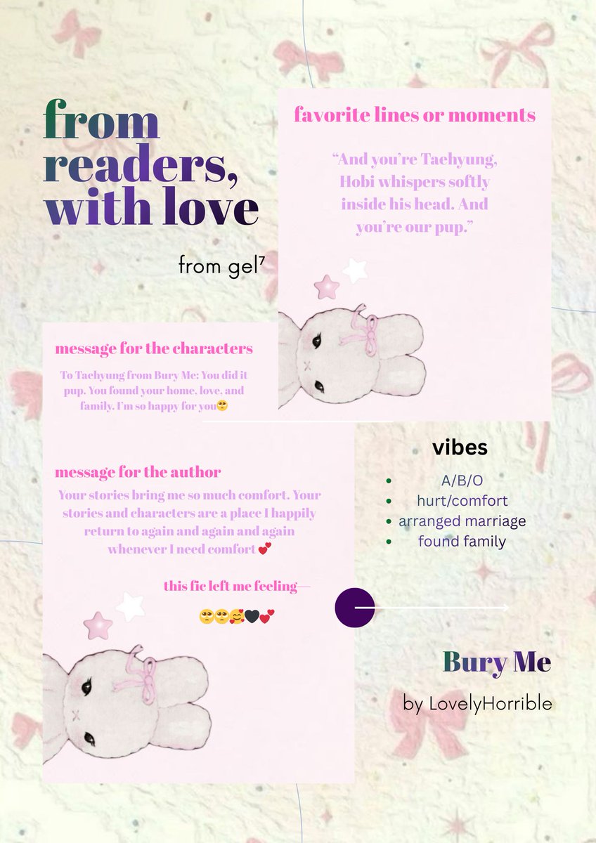 _mrinaa_'s tweet image. 💌 #FromReadersWithLove

✨𝑩𝒖𝒓𝒚 𝑴𝒆 by @LovelyHorrible 
🔗: archiveofourown.org/works/70638891

— from @_tkreader_