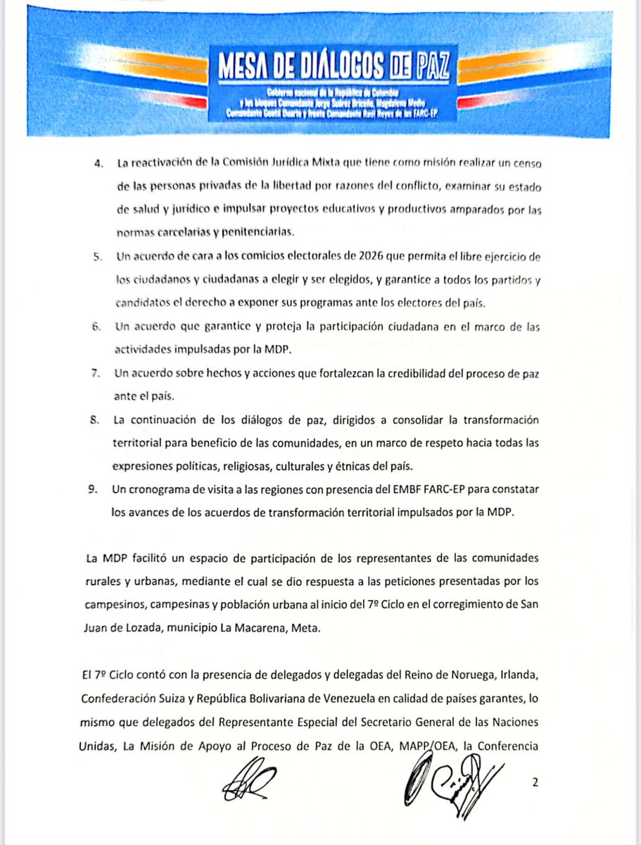 ComisionadoPaz's tweet photo. #Comunicado | Avances en los Diálogos de Paz con el EMBF-FARC

Desde Campo Hermoso, corregimiento de San Vicente del Caguán, compartimos el comunicado oficial de la Mesa de Diálogos de Paz entre el Gobierno nacional y el EMBF-FARC.

Aquí los detalles 📃. https://t.co/d4J5WUtlOS