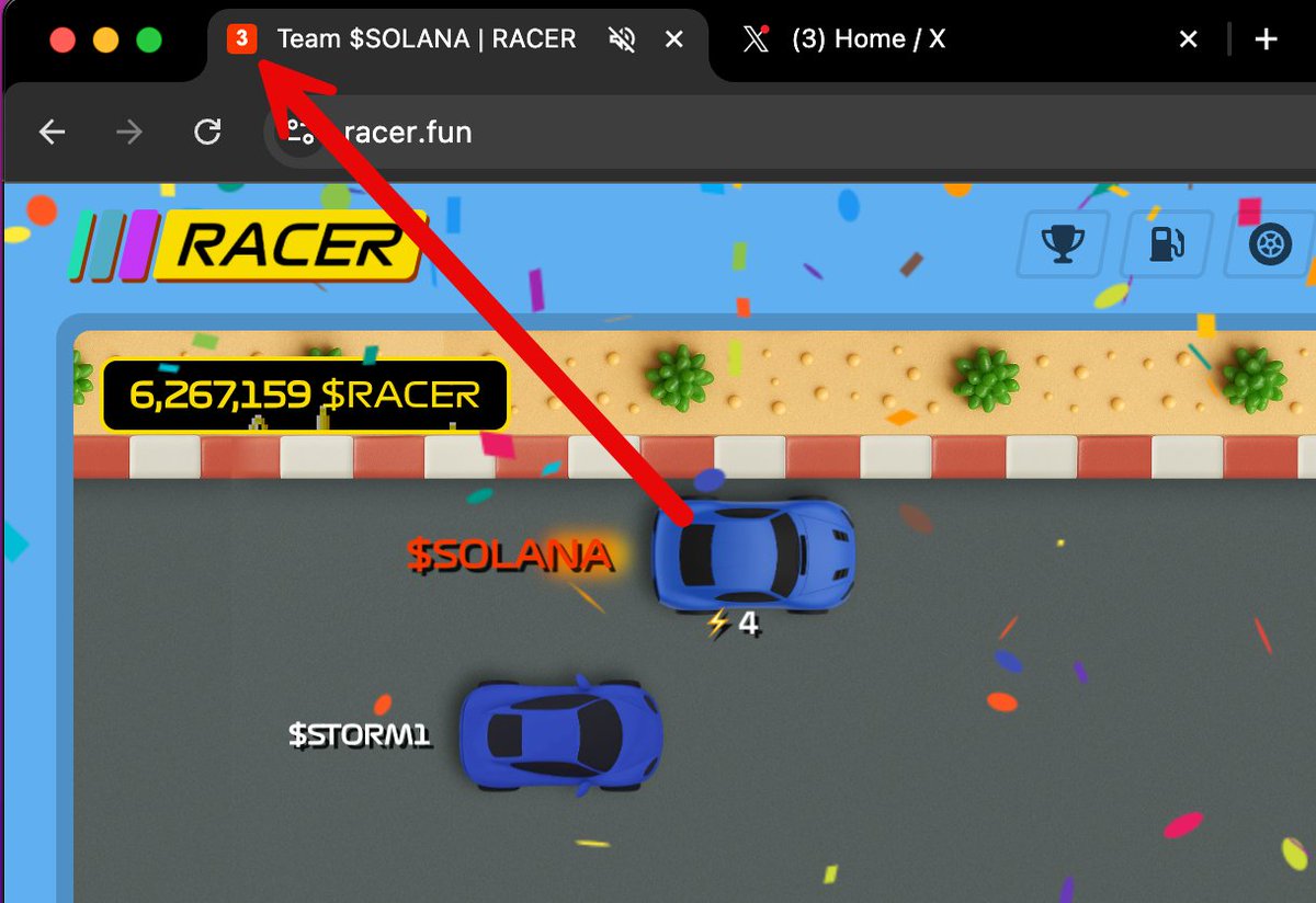 所以 @racer_dot_fun 劫持了你的浏览器标签页图标

它会显示你的队伍颜色和实时位置

无论身在何处，都能随时掌握你的成绩。